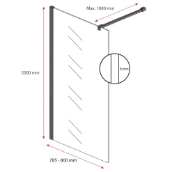 Badplaats Douchewand Florida 80 X 200 Cm - Chroom - Melkglas - Inloopdouche 8mm