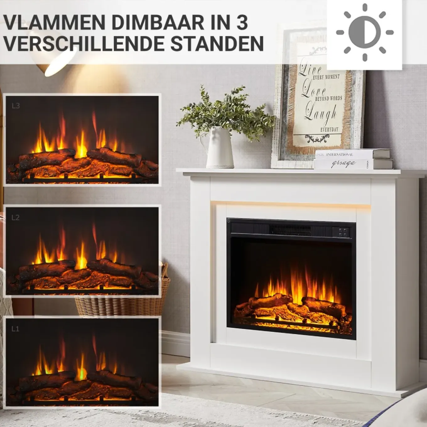 Balderia Elektrische Sfeerhaard Fria Wit 25 X 100 X 82 Cm – 2000 Watt