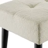 Bankje Bouclé Crème Met Dichte Schuimvulling En Stalen Poten Met Kunststofdoppen - 95x38x45 Cm