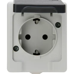 Baseline Wandcontactdoos - Grijs - Opbouw - Spatwaterdicht