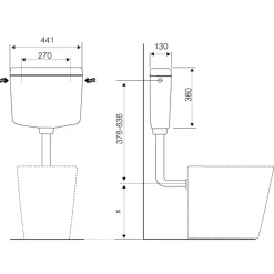 Baseline WC Stortbak Baseline - Kunststof - 6L Start/stop-Functie - 44,1x36x13,2cm