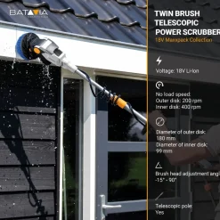 Batavia Accu 18v Twin Brush Telescopische Reinigingsborstel - Excl. Accu En Oplader - Maxxpack