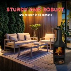 BBQ Collection Buitenhaard Met Schoorsteen En Houtopslag 134x44 -5cm Staal Zwart