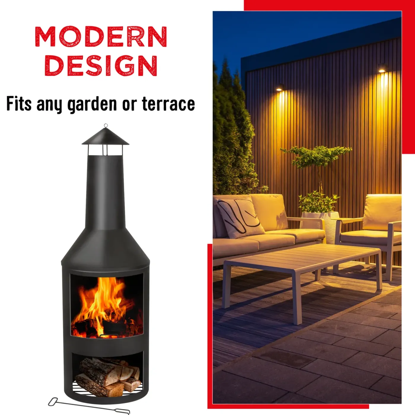 BBQ Collection Buitenhaard Met Schoorsteen En Houtopslag 134x44 -5cm Staal Zwart