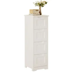 BEALIFE - Moderne Slaapkamer Ladekast 4 Lades - Mat Wit - Hout - 30x30x85 Cm