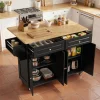 Bealife - Opvouwbare Keukenserveerwagen Op Wieltjes - Ak600 - Zwart - 145 X 75 X 90 Cm