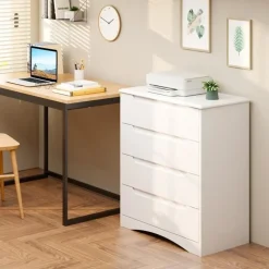 Bealife - Slaapkamer Ladekast 4 Lades - Wit - Moderne Stijl - Mdf - 71 X 40 X 82 Cm