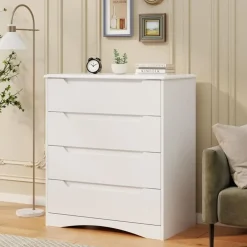Bealife - Slaapkamer Ladekast 4 Lades - Wit - Moderne Stijl - Mdf - 71 X 40 X 82 Cm