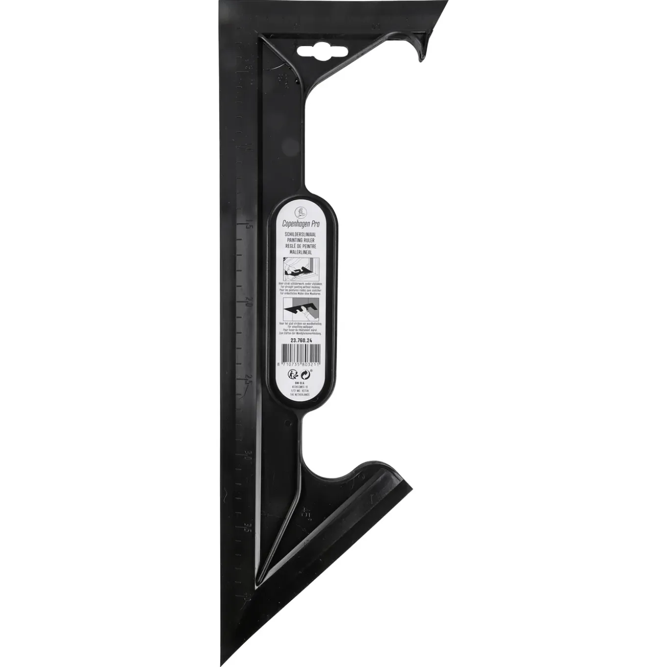 Behangaandrukker Verfliniaal - Zwart - Kunststof - 45x14,5x0,8cm