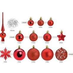 Bellatio Decorations Kerstballen Set - 110x - Rood - Kunststof