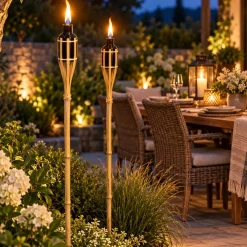 Bellatio Design Tuinfakkels - 8x - Bamboe - 60 Cm - Navulbaar