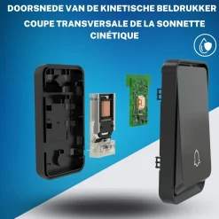 Bell4U - Draadloze deurbel - Geen batterijen meer nodig - deurbelset met 1 ontvanger – zwart