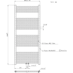 Belrad Badkamerradiator - 1400x600 Mm - 754 W - Wit - Middenaansluiting