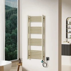 Belrad Elektrische Radiator 1200x500 Mm – 700w – Geborsteld Goud – Smart Wifi