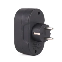 Benson Stopcontact Splitter - Randaarde - Zwart - Horizontaal
