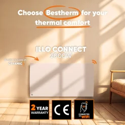 Bestherm - Radiator - Keramische Inertieradiator - Wifi - Wandmontage - 2000w - Wit - Illo Connect