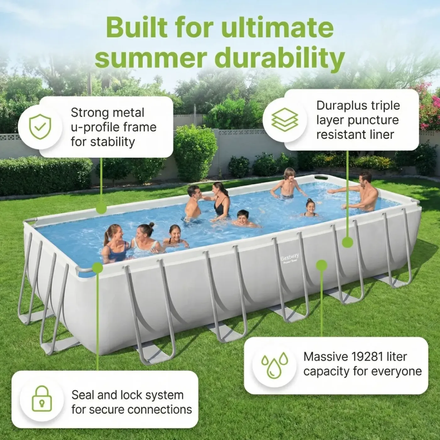 Bestway Power Steel Rechthoekig - 640x274x132 Cm - 8-delig S598