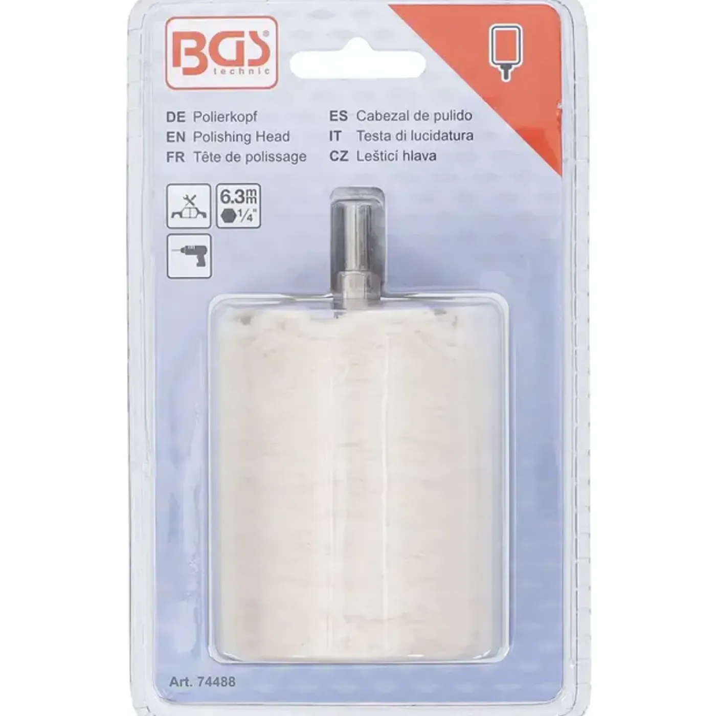 BGS technic Bgs Polijstkop - Cilindervorm - Aandrijving Buitenzeskant, 1/4"