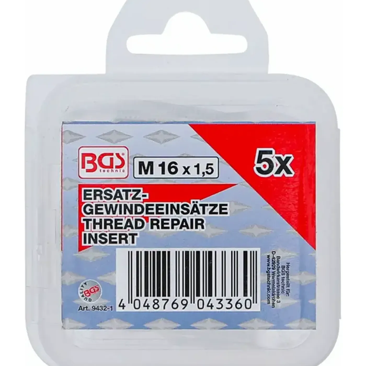 BGS technic Bgs Reserve Draadbussen - M16 X 1,5 Mm - 5 Delig