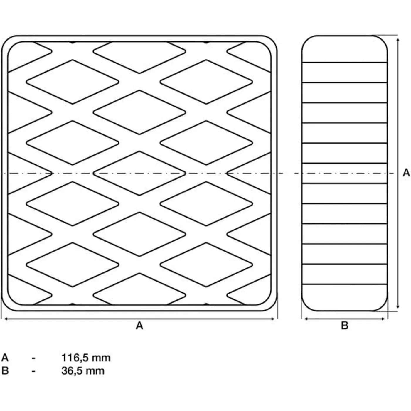 BGS technic Bgs Rubberen Pad Voor Hefplatforms 116,5 X 116,5 X 36,5 Mm