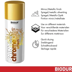 BIODUR Metallic Spuitbus Goud - Chroom Spiegeleffect - 400 ml - Hoogglans - Binnen