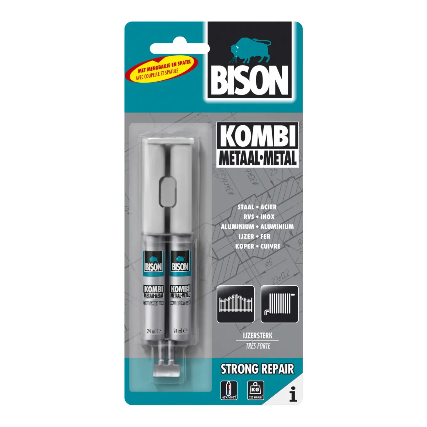 Bison universele epoxylijm Kombi Metaal 24ml