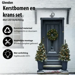 Black Box Trees Glendon 2 Kerstbomen En 1 Krans - Verlicht