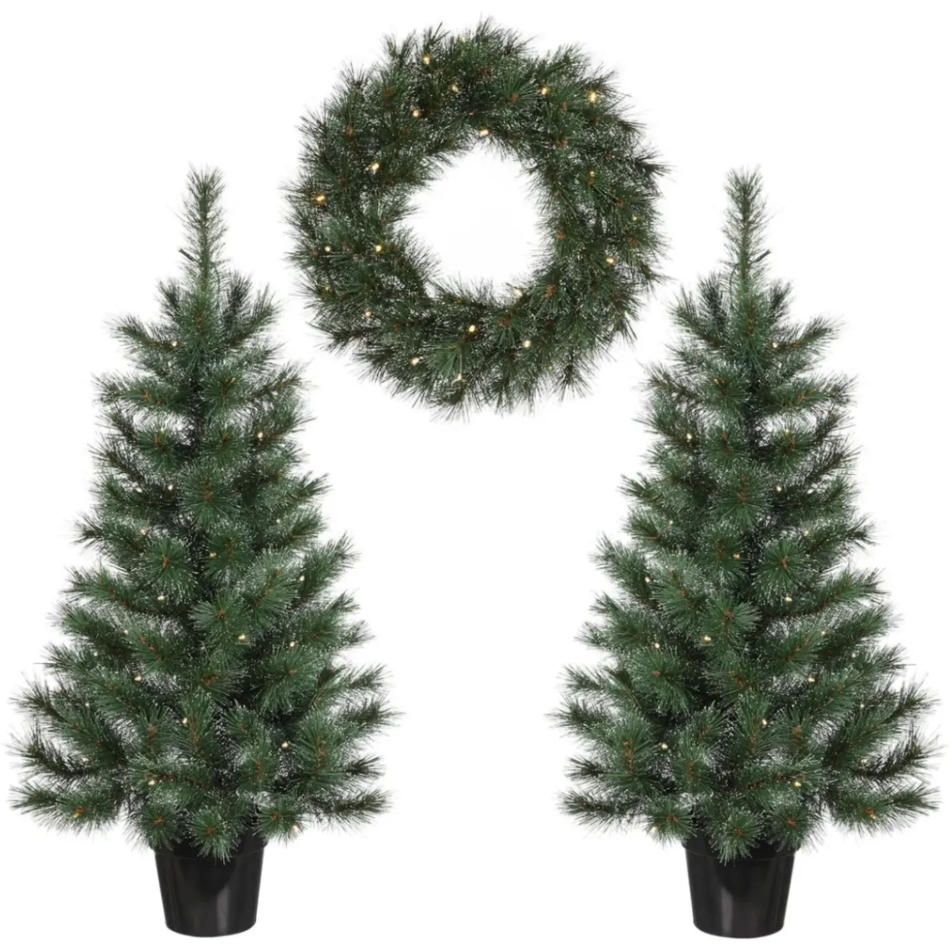 Black Box Trees Glendon 2 Kerstbomen En 1 Krans - Verlicht