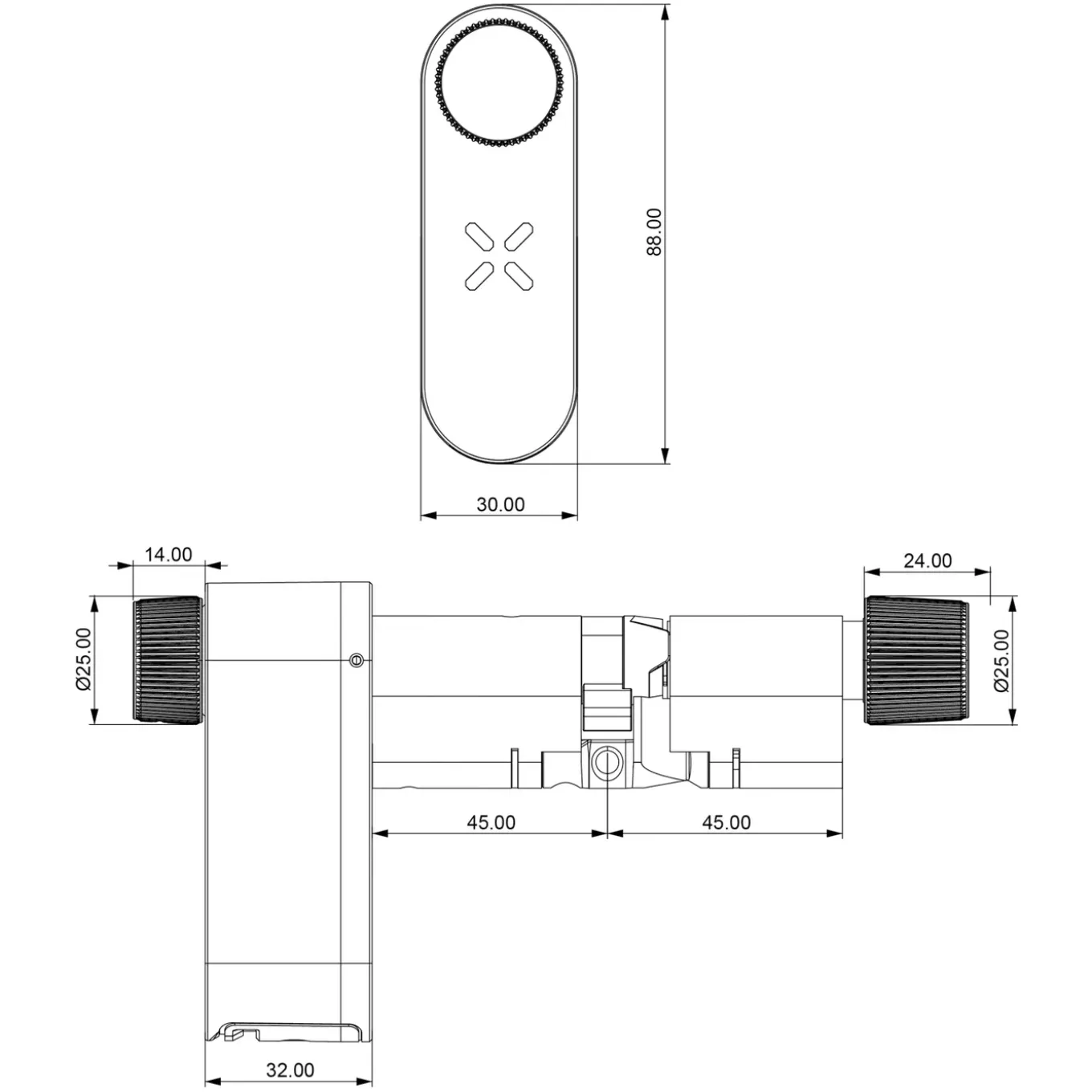 Black X Smart Lock 35/35mm - 45/45mm Mat Nikkel