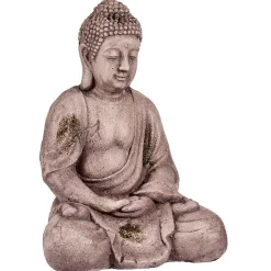 Giftdecor Boeddha Beeld Aruna - Kunststeen - Grijs/brons - 30 X 42 Cm