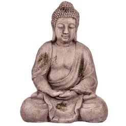 Giftdecor Boeddha Beeld Aruna - Kunststeen - Grijs/brons - 30 X 42 Cm