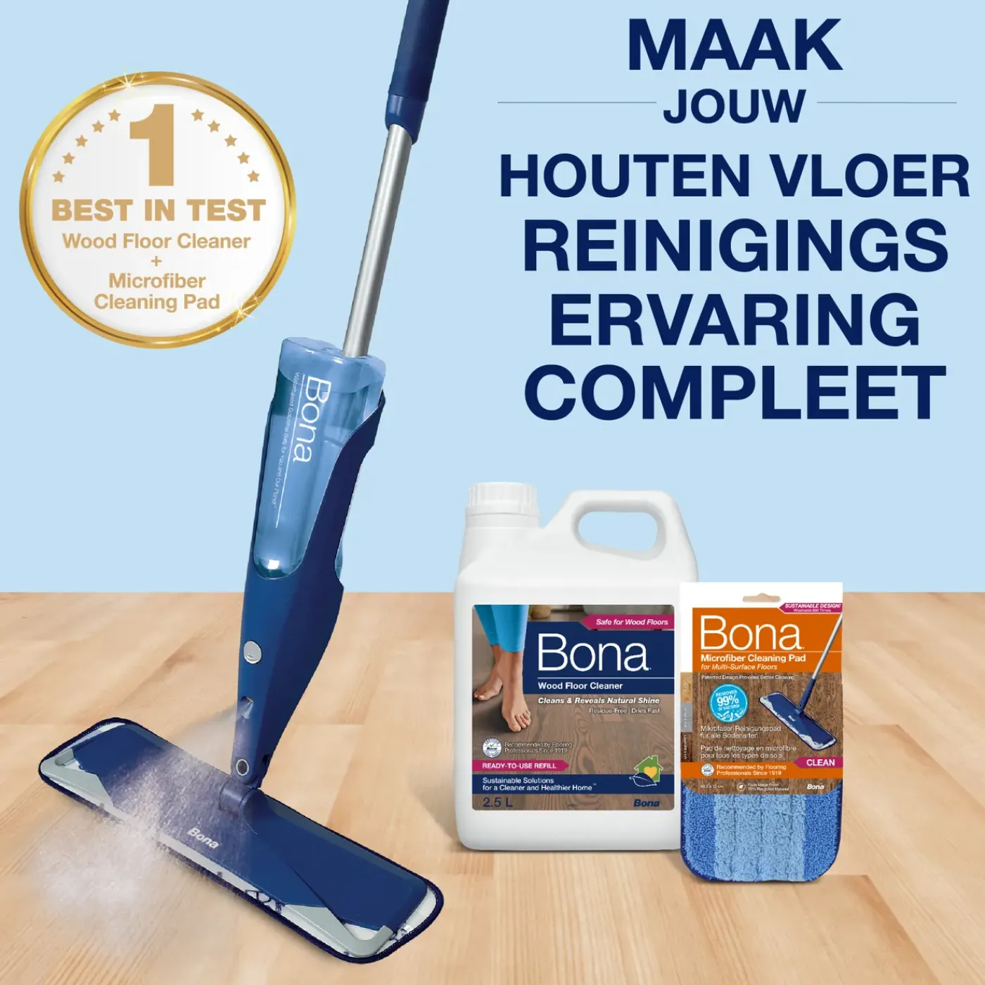 Bona Houten Vloer Reiniger - Parketreiniger - Navulling 4 Liter - Gebruiksklaar