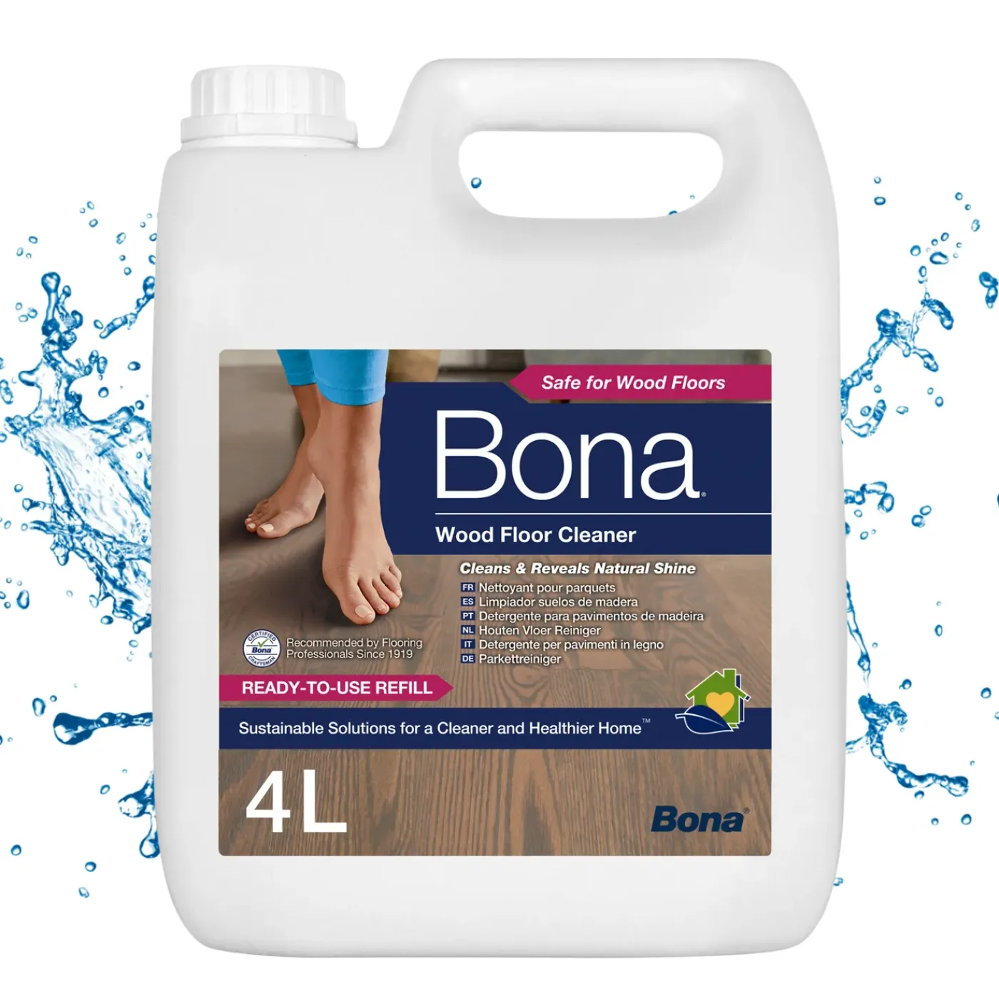 Bona Houten Vloer Reiniger - Parketreiniger - Navulling 4 Liter - Gebruiksklaar