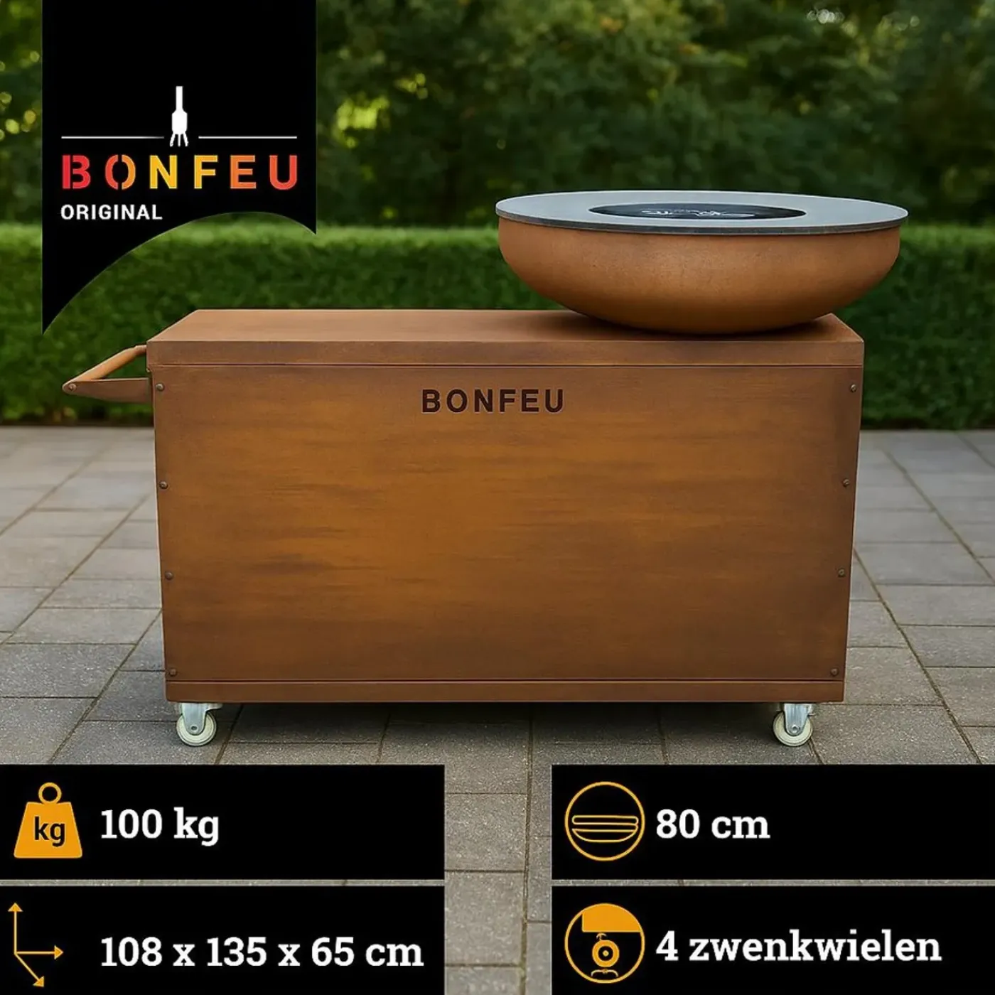 BonFeu Bonbiza Island Xl - Buitenkeuken Cortenstaal - 150x100x108 Cm - Incl. Plancha