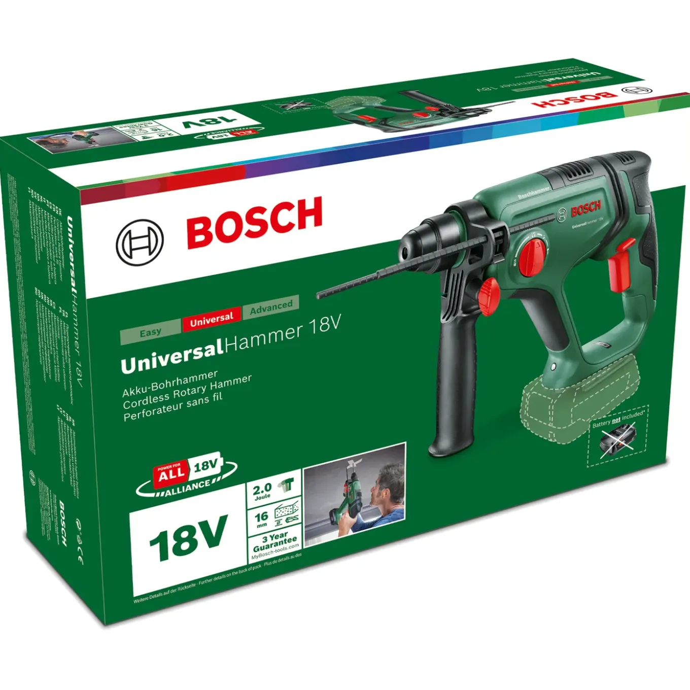 Bosch - Boorhamer - UniversalHammer 18V - Accu - 18V - 2,0 J - SDS-Plus
