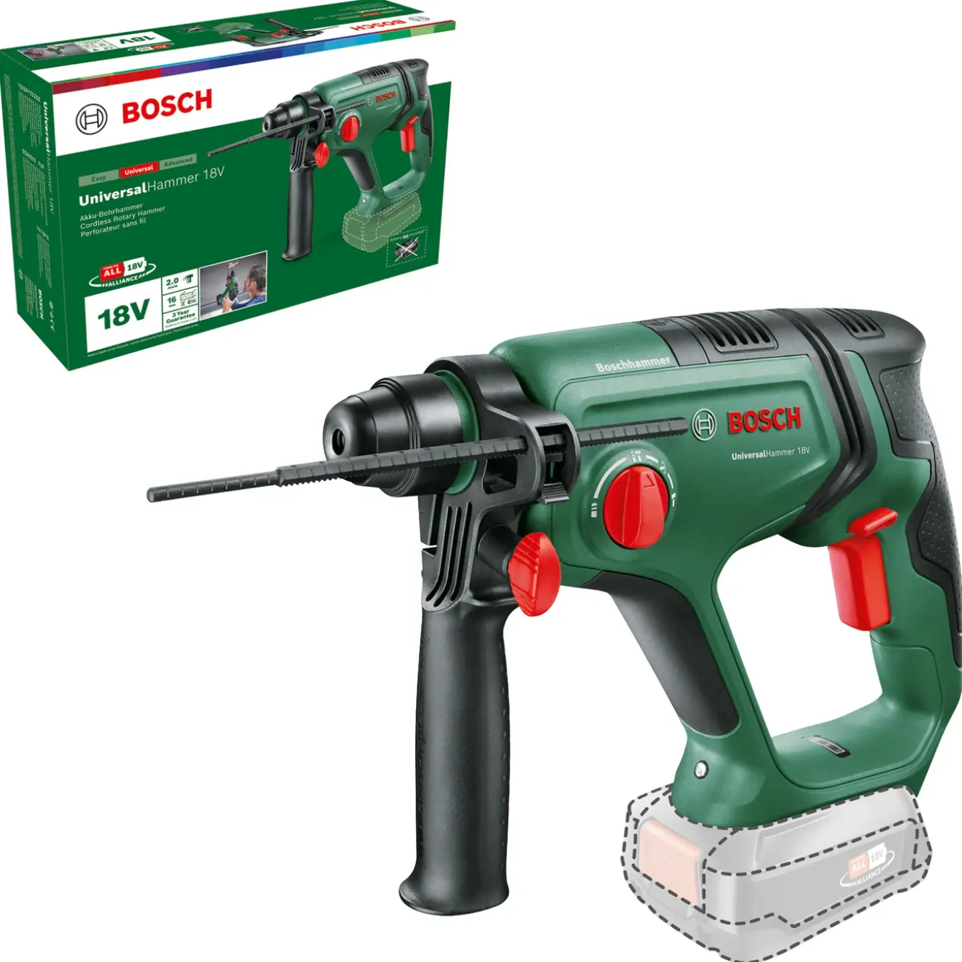 Bosch - Boorhamer - UniversalHammer 18V - Accu - 18V - 2,0 J - SDS-Plus