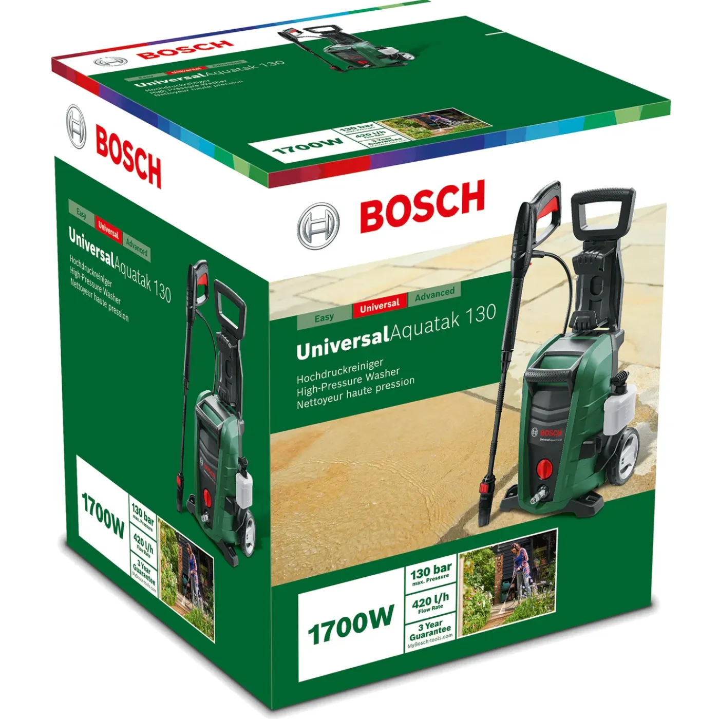 Bosch Hogedrukreiniger UniversalAquatak 130 - 3-in-1 mondstuk - 6 m slang - waterfilter