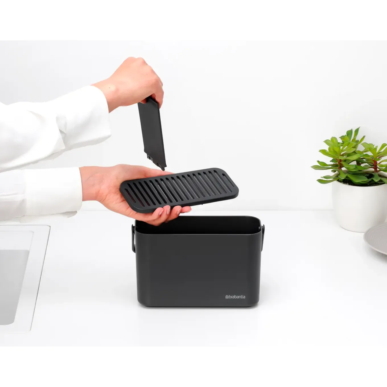 Brabantia - Aanrecht Organizer Met Vaatdoekhouder - Dark Grey