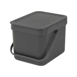 Brabantia Afvalbak Sort & Go - Kunststof - Donkergrijs - 20x24.5x18.1cm - 6L