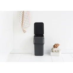 Brabantia Afvalbak Sort & Go - Kunststof - Donkergrijs - 20x24.9x35.1cm - 12L