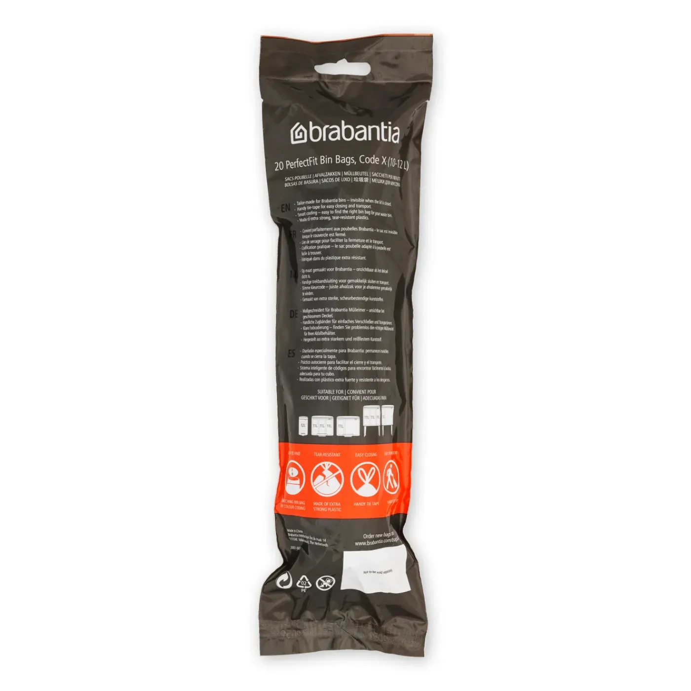 Brabantia afvalzak PerfectFit X wit 10-12L 20 stuks