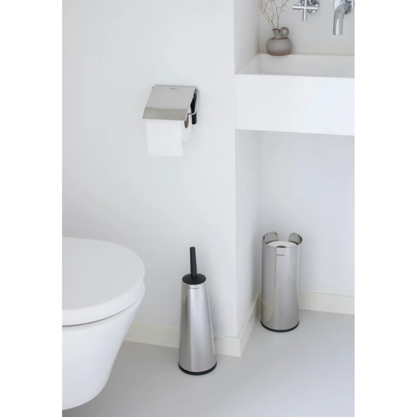 Brabantia Toiletrolhouder Renew - Metaal - met Klep - Metaalstaal Glanzend