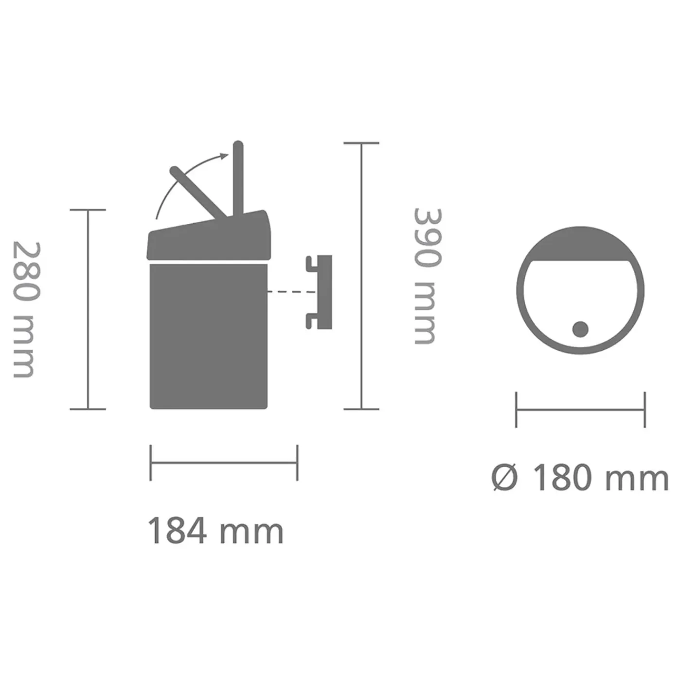 Brabantia wandafvalemmer Touch Bin 3L mat zwart