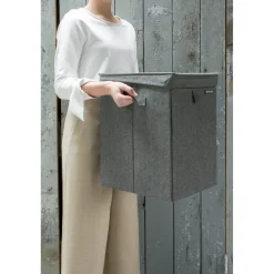 Brabantia wasmand met deksel stapelbaar 35L Pepper Black