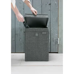 Brabantia wasmand met deksel stapelbaar 35L Pepper Black