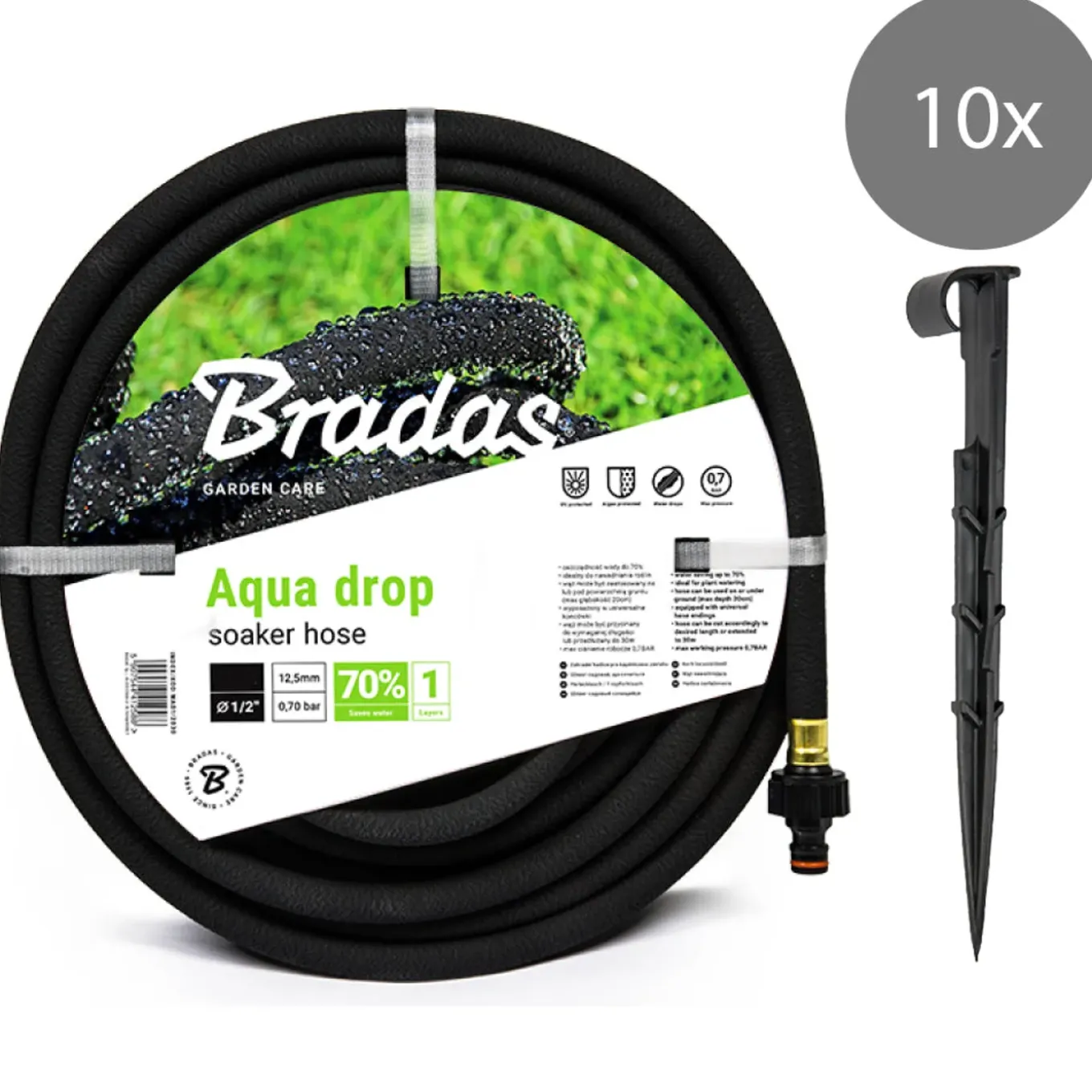 Bradas Bewateringsslang - Zweetslang 13 Mm (1/2") Inclusief Grondpennen 7.5m