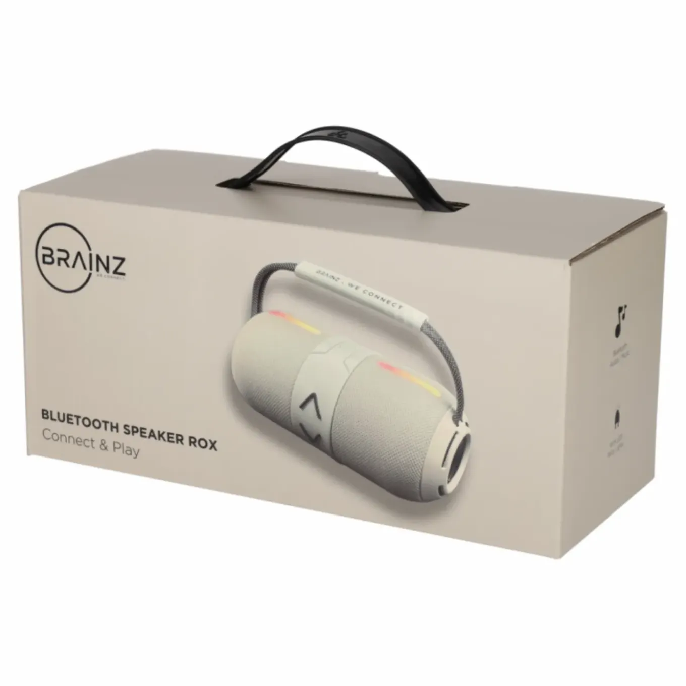 Brainz Speaker Rox Bluetooth Speaker Met Led, Handvat En Meerdere Aansluitingen - Taupe