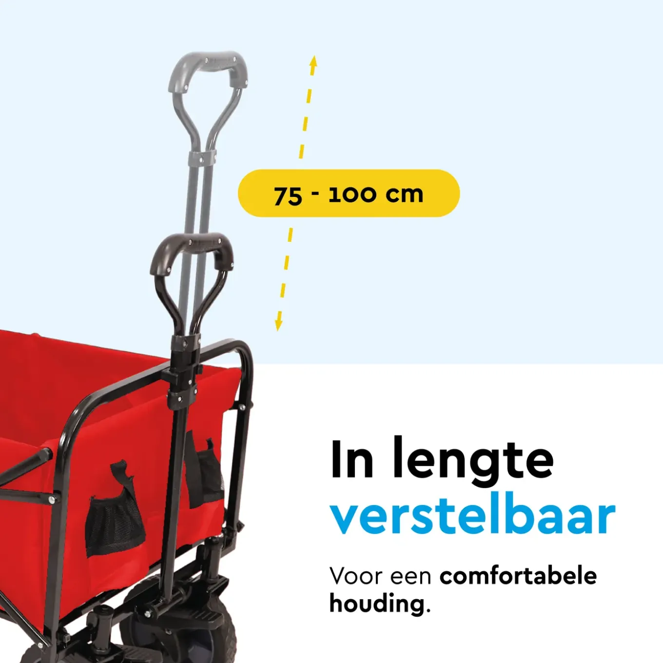 Brasq Bolderkar Opvouwbaar Rood - 100l - 80kg Draagkracht - Draaibare Wielen Mét Rem - 90x51x100cm