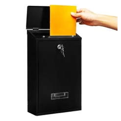 Brasq Brievenbus Zwart – Wandbrievenbus Rvs Met Slot - Naamplaatje - Montagemateriaal & 2 Sleutels