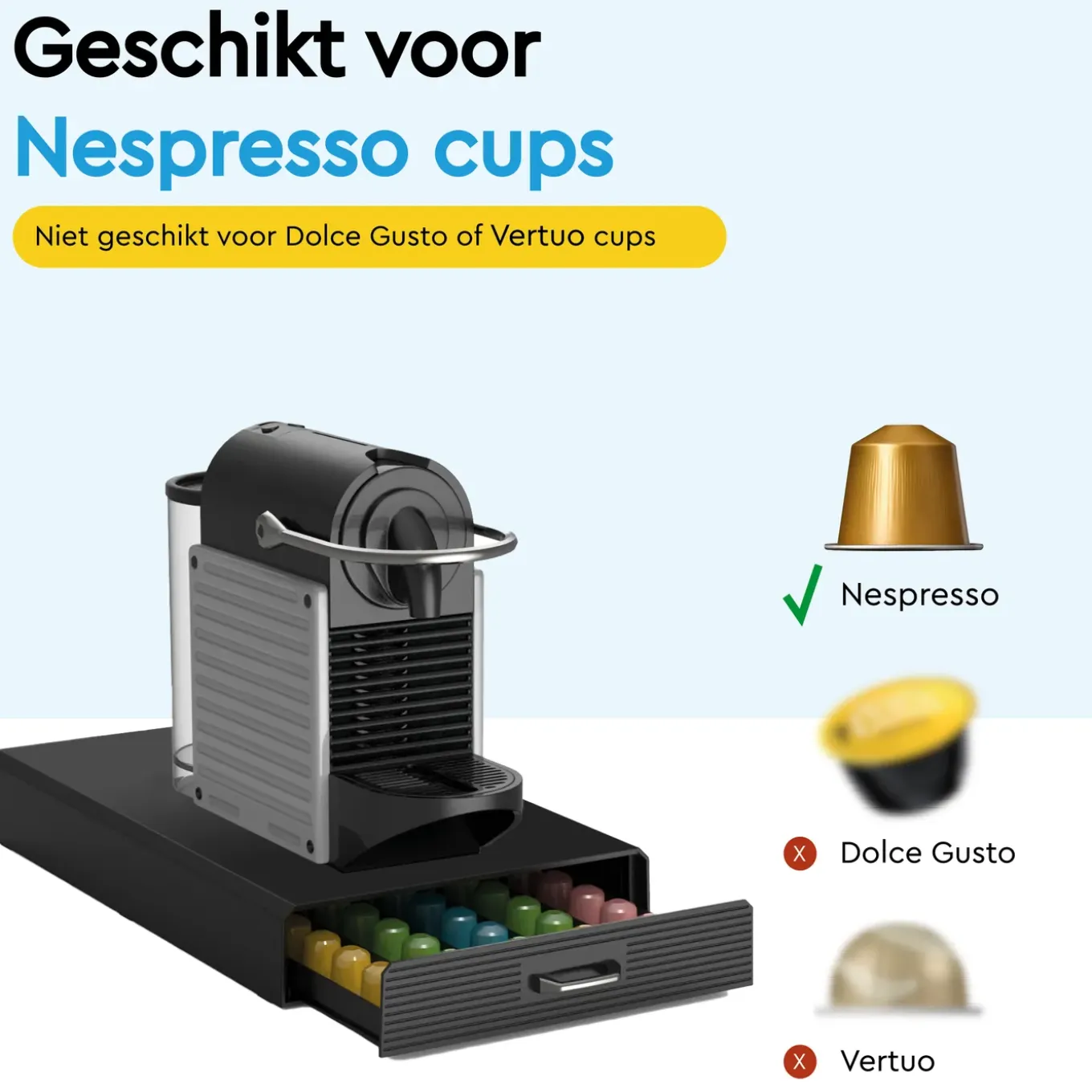 Brasq Capsulehouder Nespresso - Opbergbox Met Lade - 50 Cups